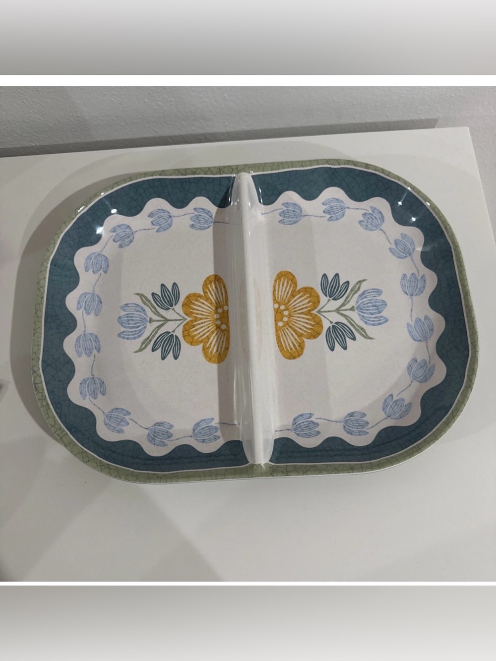 Better Homes & Gardens Floral Divided Tray Dishwasher Safe Green Brand New